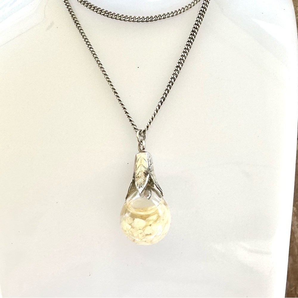 Vintage Sterling Silver Floating Opal Pendant Necklace - Picture 4 of 9
